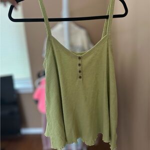 American Eagle Outfitters Green Sleeveless Crop Camisole